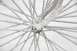 Bicycle wheel in rime frost