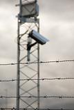 Surveillance camera and barbed wire