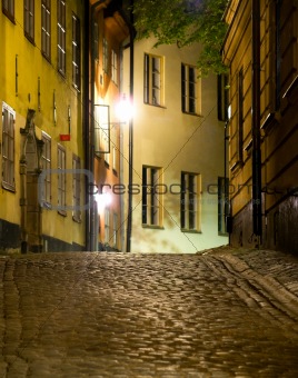 Street in Stockholm in the evening