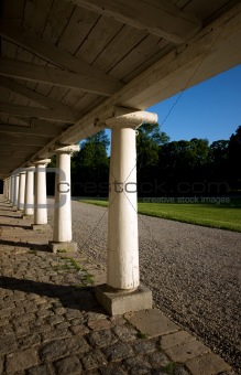 Row of wooden columns
