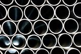 Close up of black plastic pipes