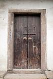 Ancient brown wooden door