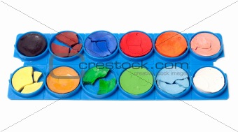 Plastic palette with watercolor