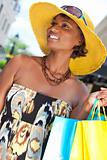 Beautiful African American Woman With Fashion Shopping Bags