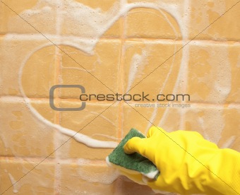 heart on soap wall
