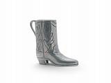 silver metal boot with details