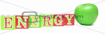 green apple and cubes with letters - energy