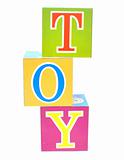 word toy spelled out in baby blocks
