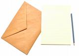 envelope with notepad and pencil