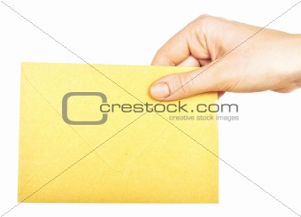 yellow envelope in the hand 