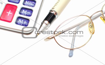  glasses pen and calculator 