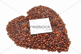 coffee beans in the form of heart
