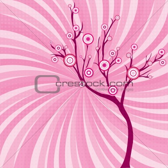 abstract pink tree with circles