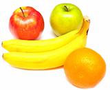 juicy apples, banana and orange