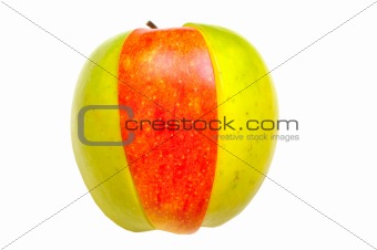 green apple with a slice of red