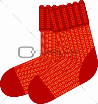 Red knit wool socks