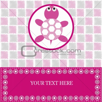 Baby card with pink turtle
