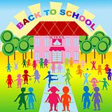 Back to school, background with children and school