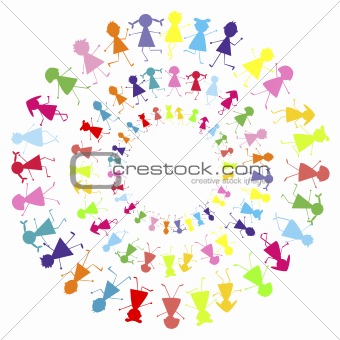 background with children staying in circles