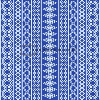 Blue ethnic texture with white elements