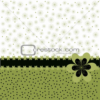 Green background with flowers