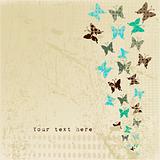 Grunge retro background with butterflies