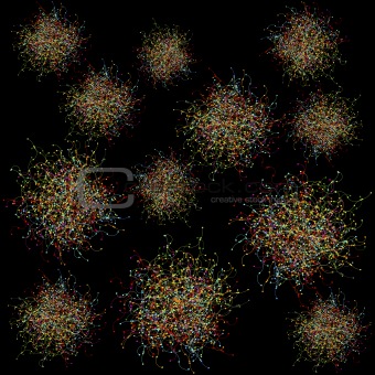 network colored balls on black background