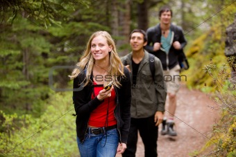 Woman with GPS in Forest