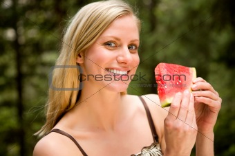 Similing Woman with Watermelon