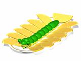 Caterpillar on a plate with lemons