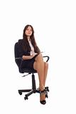 Businesswoman with adviser on office chair