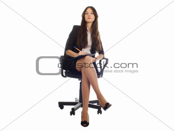Businesswoman with advisor on office chair