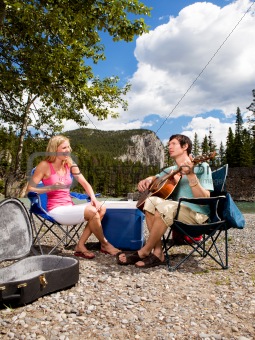 Camping Couple with Guitar