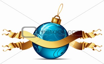 christmas ball with ribbon