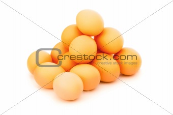 Many eggs on white - shallow depth of field