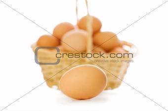 Egg and basket isolated on white