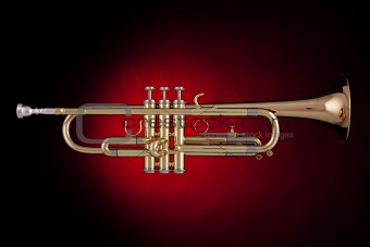 Trumpet Isolated in Red Spotlight