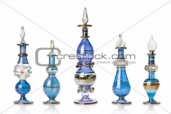 Blue oriental perfume bottles