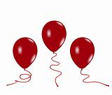 Realistic illustration of three red balloons
