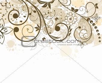 Grunge flower background with butterfly
