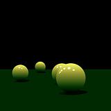 Glossy pool balls on the green velvet