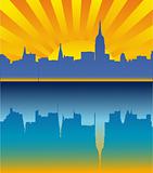 vector Image of the City Silhouette on a decline