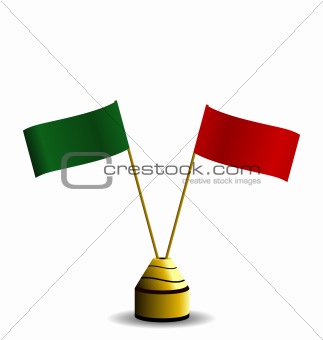Realistic illustration the two flags red and green colors