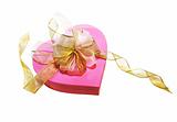 Pink box with a gold bow
