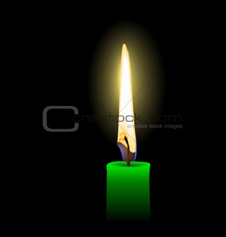 Realistic illustration of green candle - vector