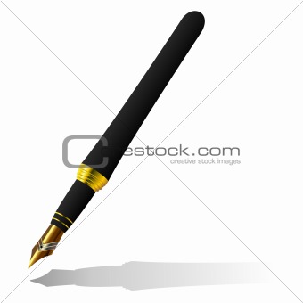 Realistic illustration gold ink pen
