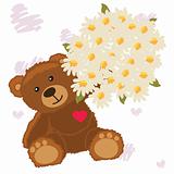funny bear with flower
