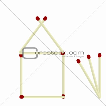 Illustration house made of matches isolated on white