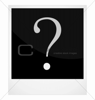 Realistic illustration photoframe with sign question