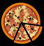 Realistic illustration pizza on black  background